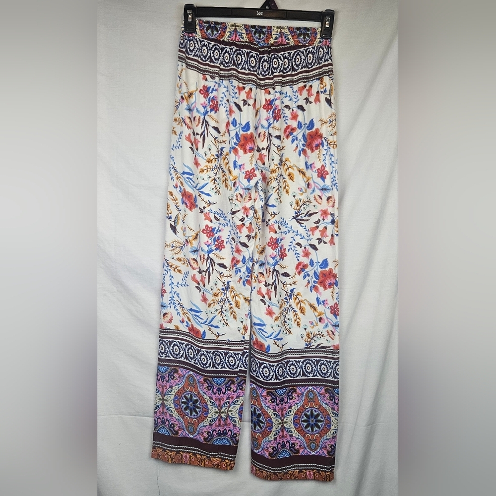Paparazzi Women's Paisley Palazzo Viscose Pants Size M Boho Hippie Cottagecore - Picture 2 of 5